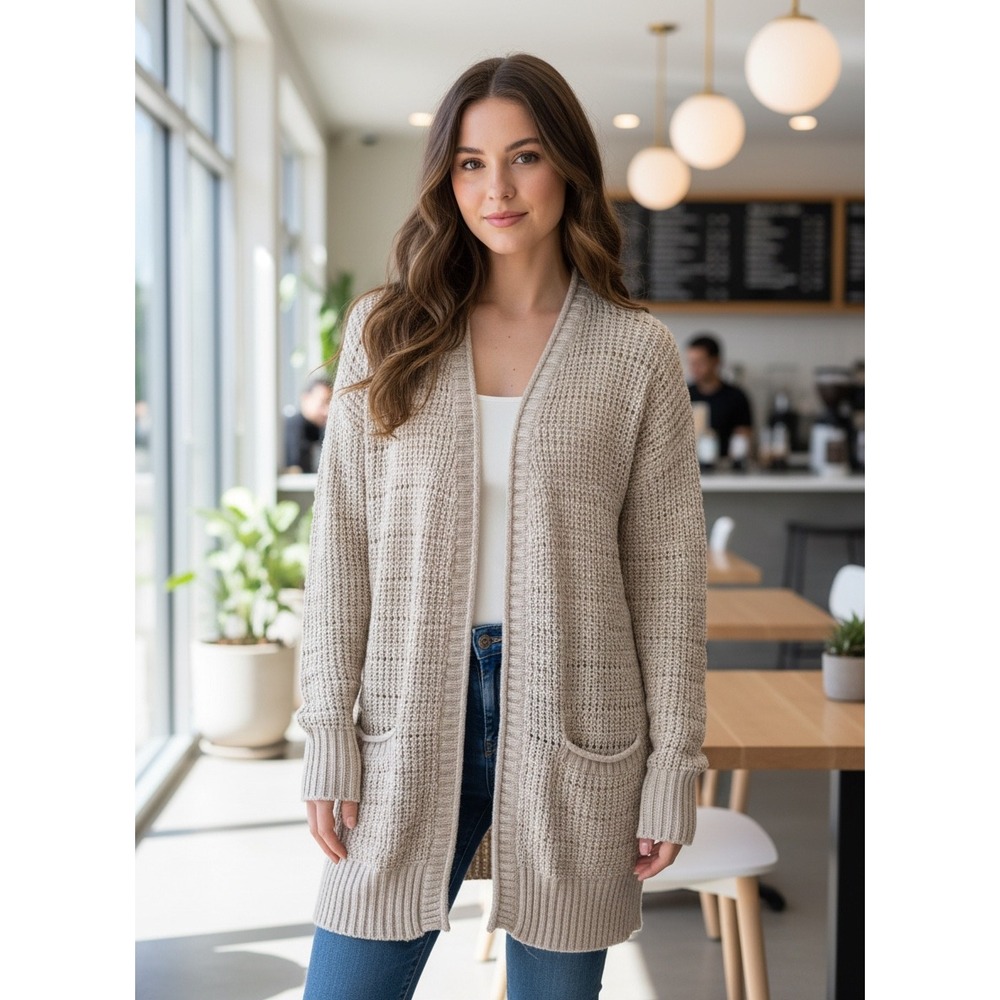Pink‎ Rose Vintage Open Knit Longline Cardigan Sweater Small M0S42251